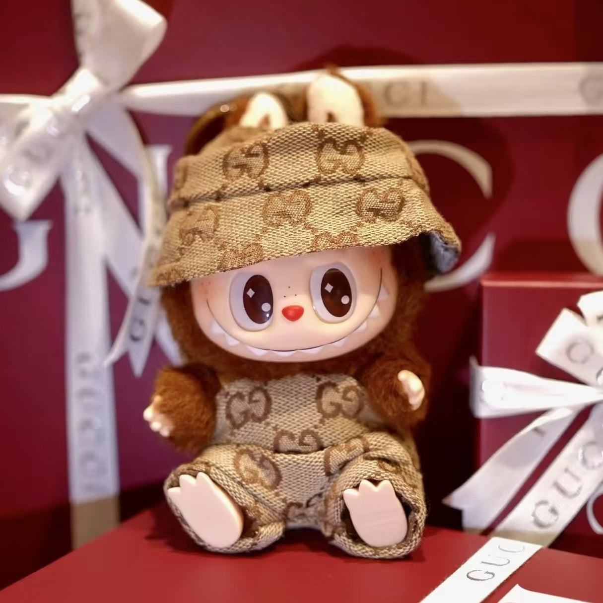POP MART The Monsters Labubu Fashion Outfit - Gucci Style overalls + Hat