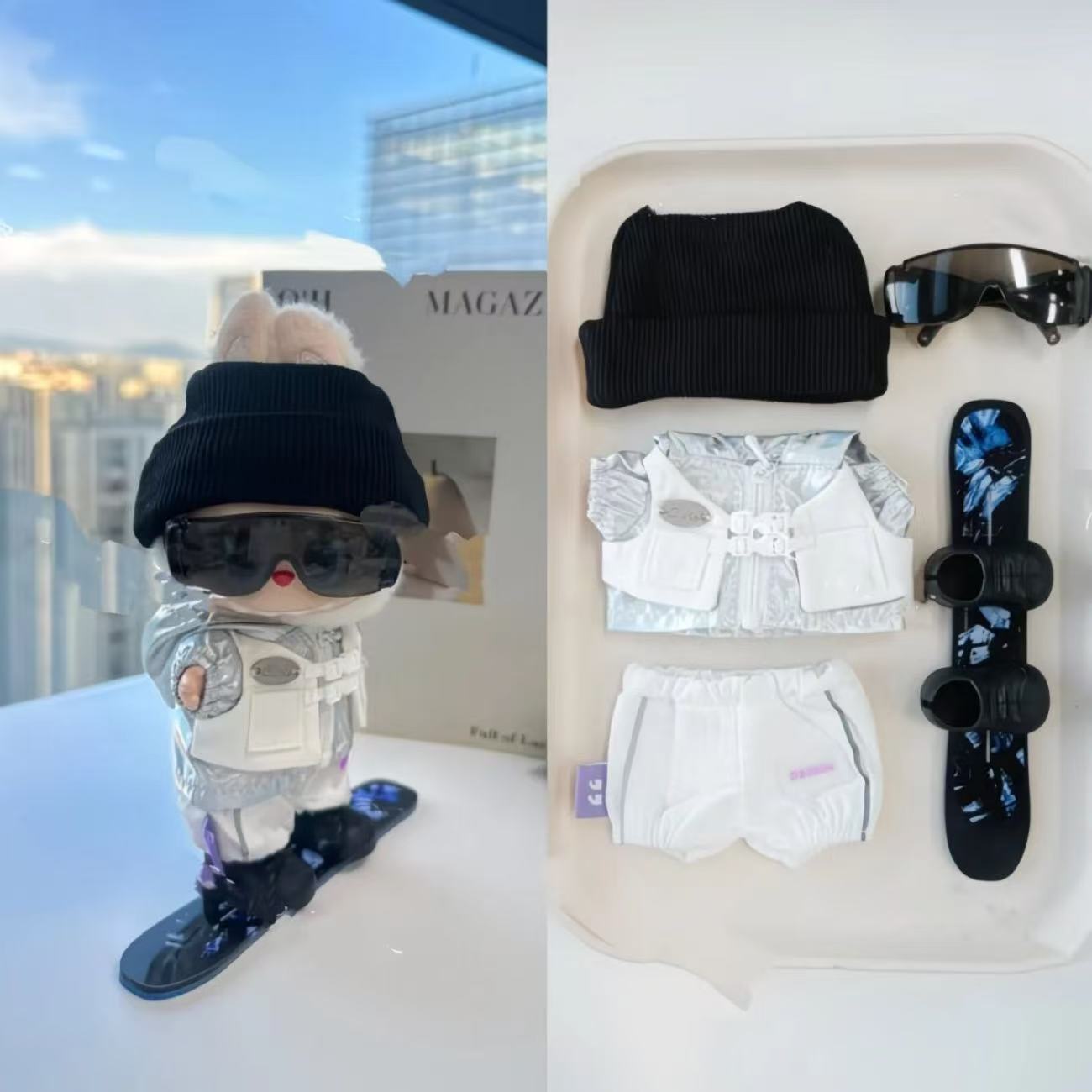 Handmade Snowboard Doll Outfit - Stylish Winter Sports Gear (6 Color Options)