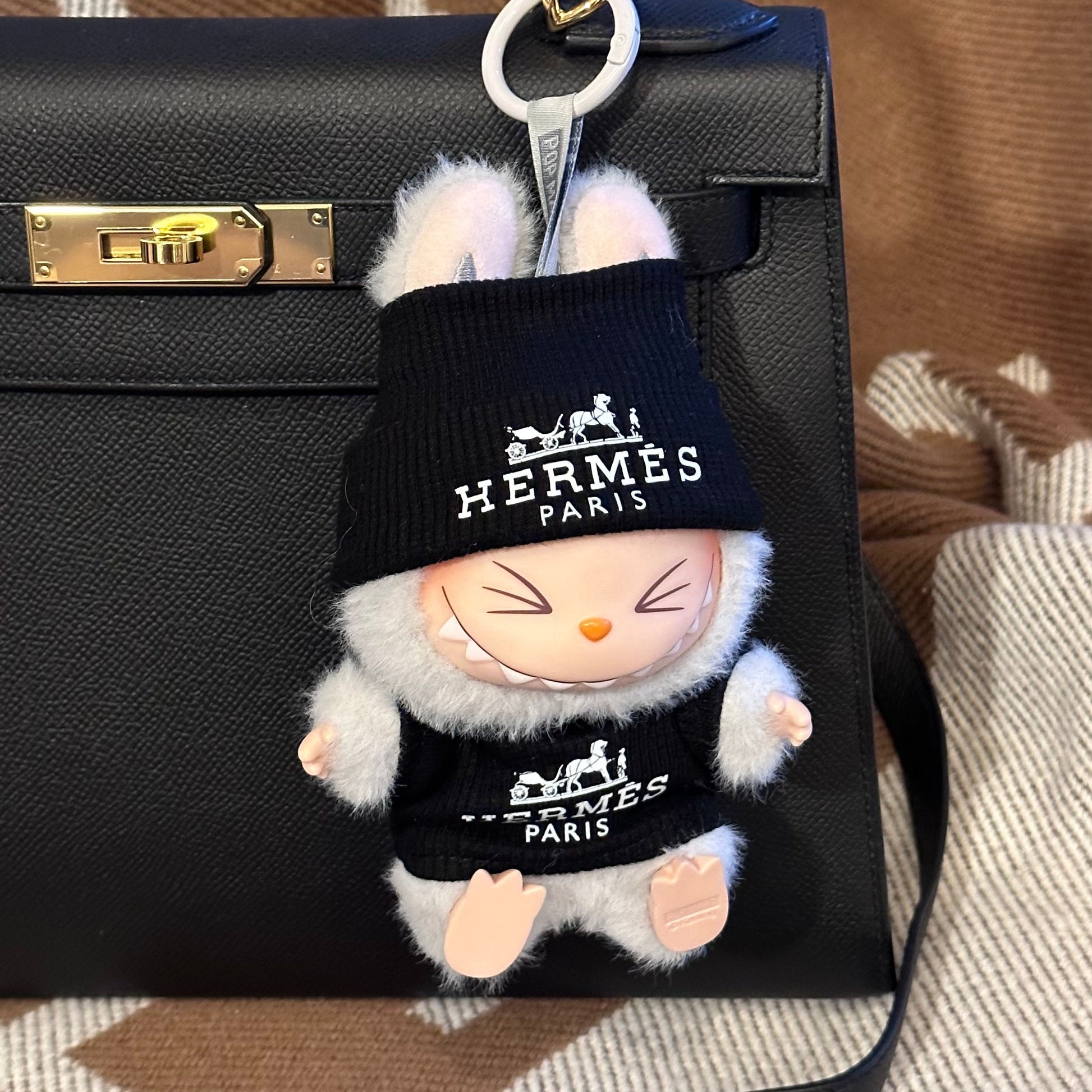 POP MART The Monsters Labubu Fashion Outfit - Black Hermes Style Top+ Hat