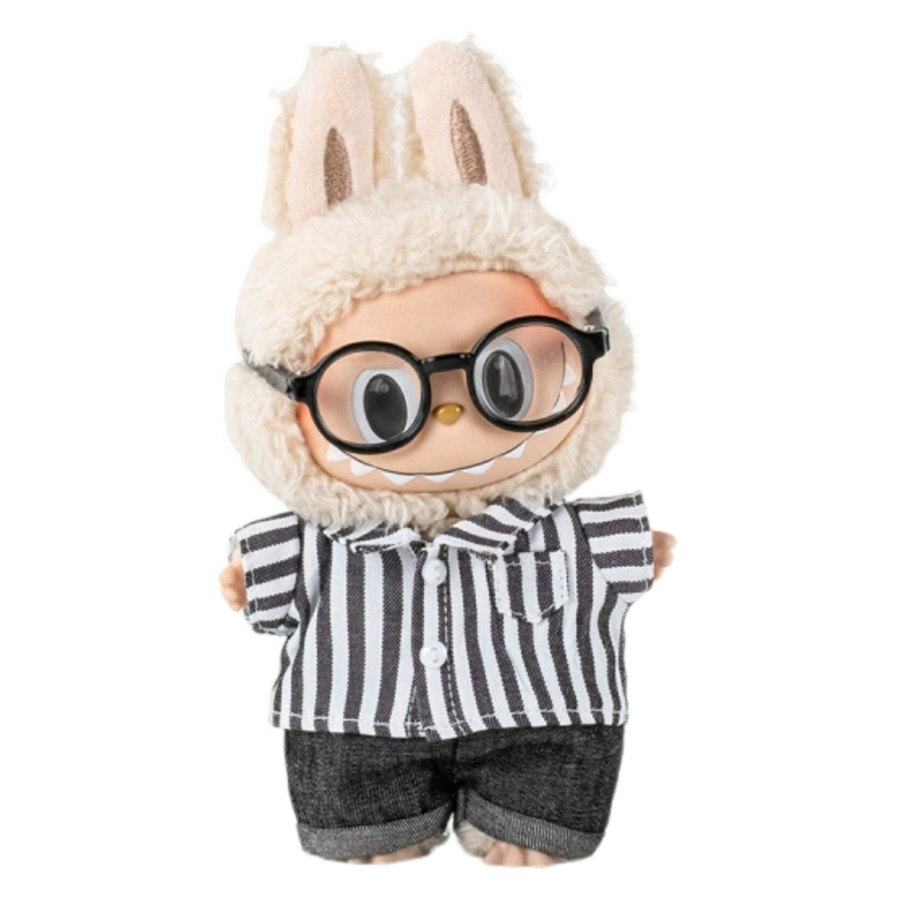 POP MART The Monsters Labubu Striped Shirt + Denim Pants