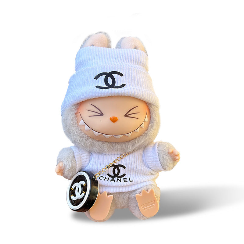 POP MART The Monsters Labubu Fashion Outfit - C Style White Top + White hat + Bag