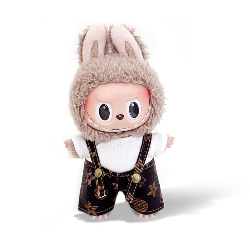 POP MART The Monsters Labubu Fashion Outfit - White Top+ LV Style Overalls