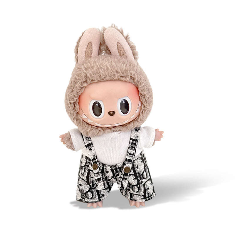 POP MART The Monsters Labubu Fashion Outfit - White Top+ D Style Blue Overalls (Pre-order 1-2 weeks arrive)