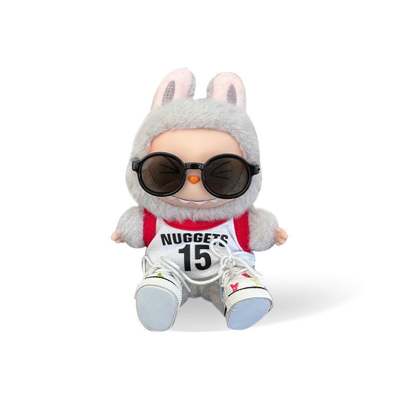POP MART The Monsters Labubu Fashion Outfit - Nuggets Jersey + Sunglasses + LV Style Shoes
